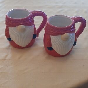 Whimsical Gnome Mugs - Red and White